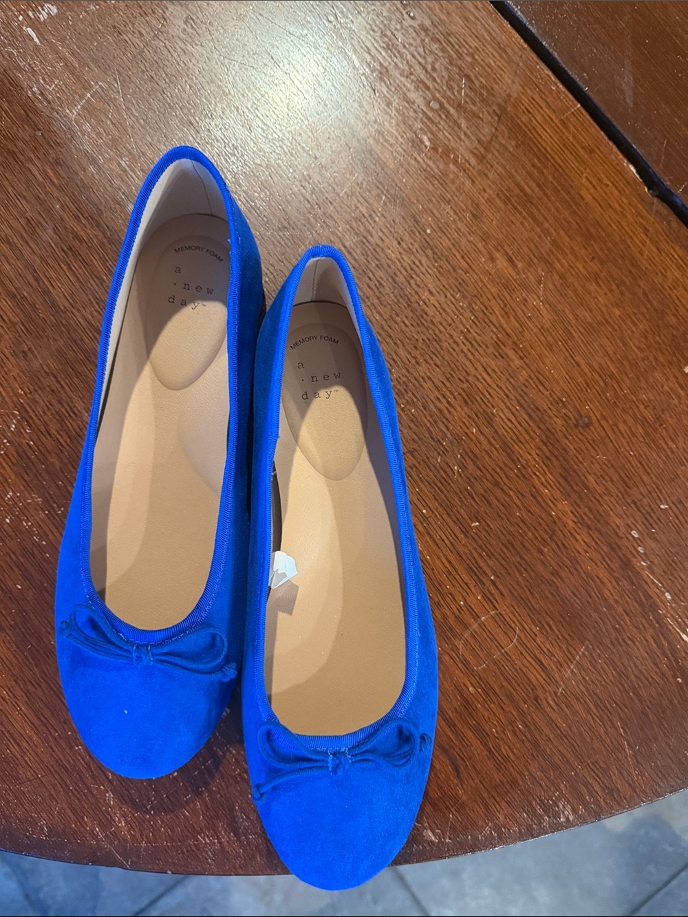 a new day Royal Blue Suede Ballet Flats with Bow